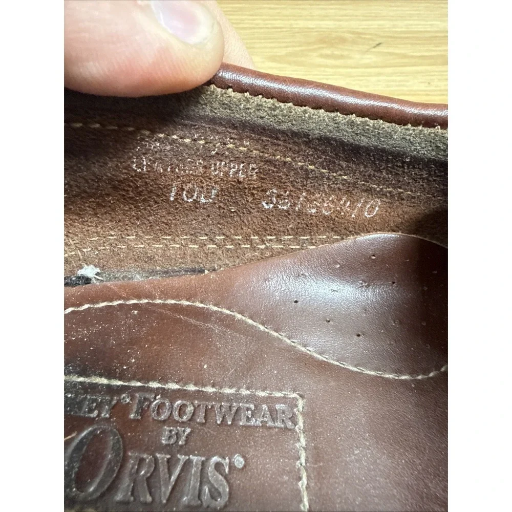 Vintage Orvis Gokey Handmade Leather Boat Shoes Moc Toe Men US 10D